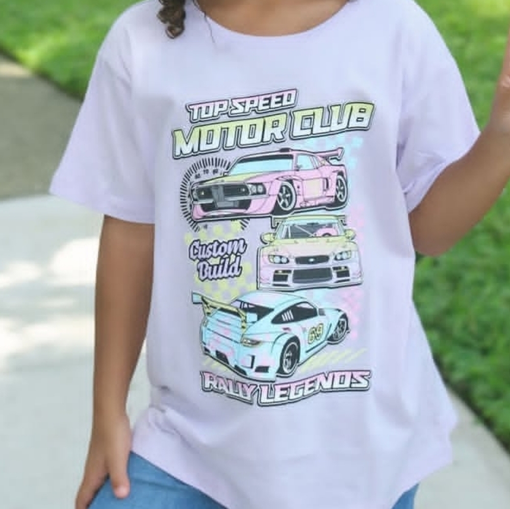 ✨Kids' Lilac Motor Club Graphic Tee Size 10-12
